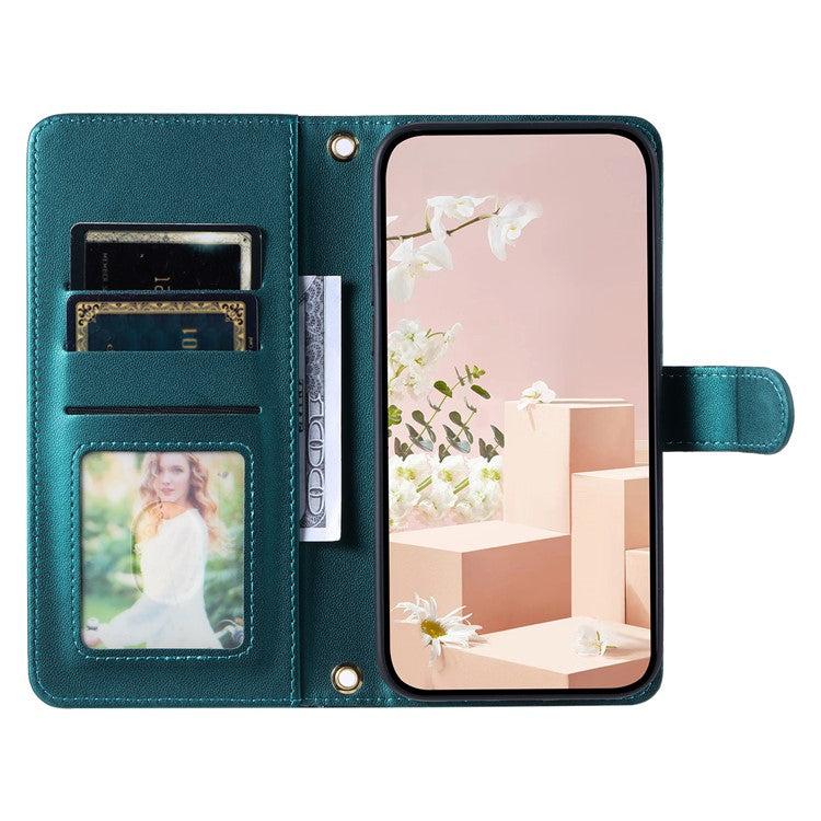 Leather Case for Xiaomi Poco C75 4G / Redmi 14R 5G / 14C 4G Wallet Rhombus Grid Phone Cover - Green