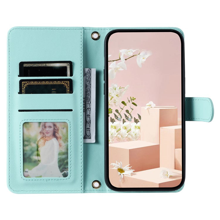 Leather Case for Xiaomi Poco C75 4G / Redmi 14R 5G / 14C 4G Wallet Rhombus Grid Phone Cover - Mint Green