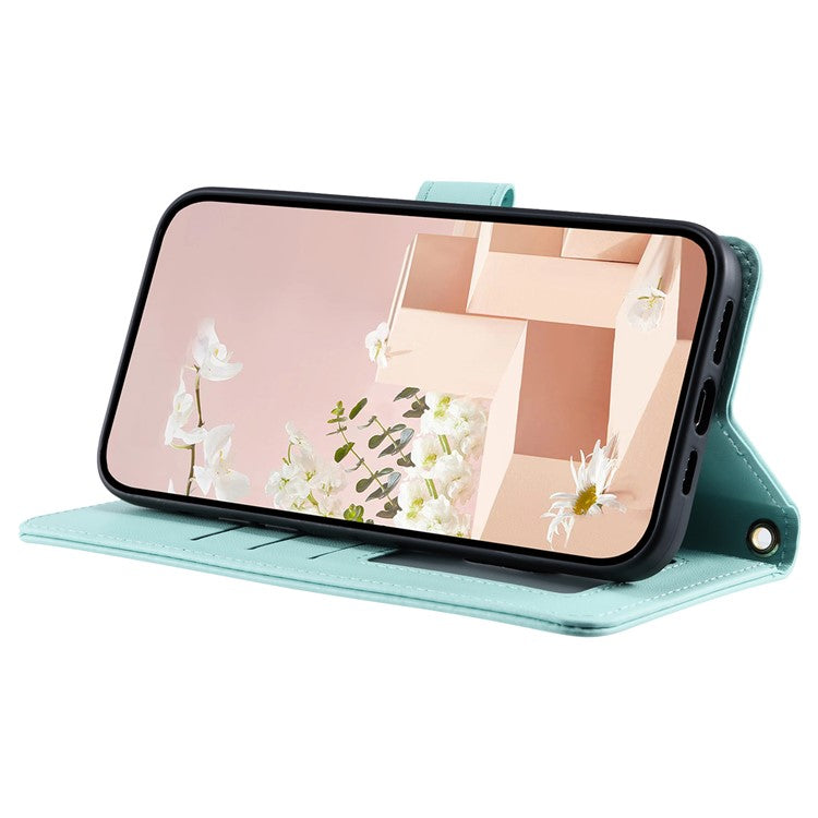 Leather Case for Xiaomi Poco C75 4G / Redmi 14R 5G / 14C 4G Wallet Rhombus Grid Phone Cover - Mint Green