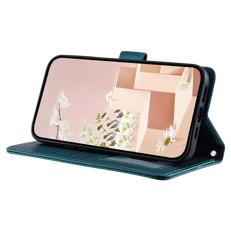 Leather Case for vivo T3 Ultra 5G / V40 Pro 5G / V40 5G / S19 Pro 5G Wallet Rhombus Grid Phone Cover - Green