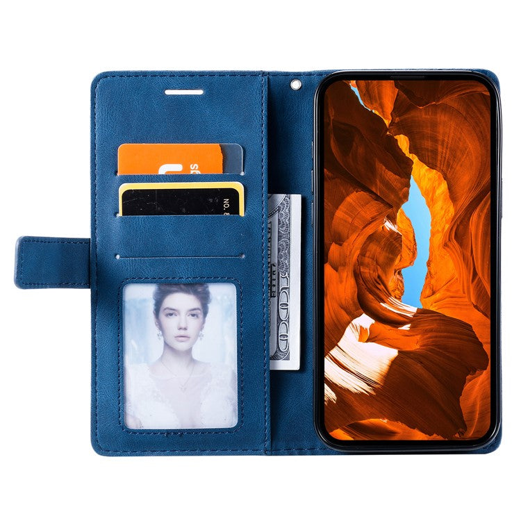 Leather Case for Xiaomi Poco C75 4G / Redmi 14R 5G / 14C 4G Splicing Wallet Phone Cover - Blue