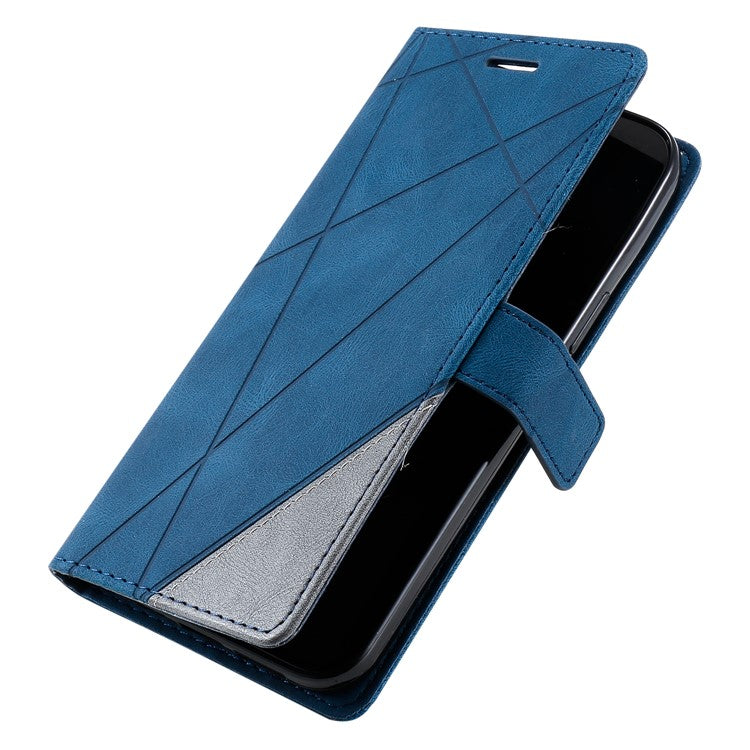 Leather Case for Xiaomi Poco C75 4G / Redmi 14R 5G / 14C 4G Splicing Wallet Phone Cover - Blue