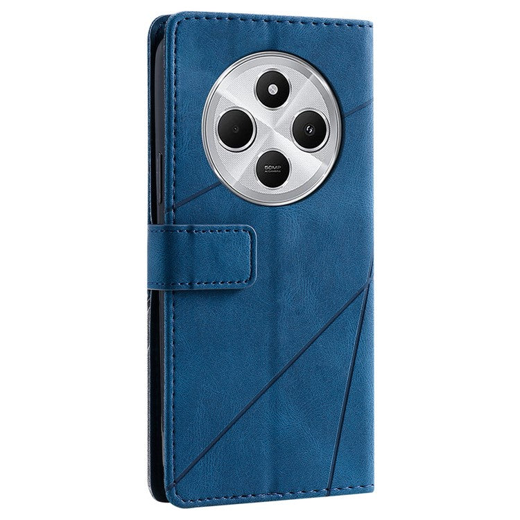 Leather Case for Xiaomi Poco C75 4G / Redmi 14R 5G / 14C 4G Splicing Wallet Phone Cover - Blue