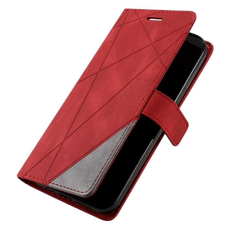 Leather Case for Xiaomi Poco C75 4G / Redmi 14R 5G / 14C 4G Splicing Wallet Phone Cover - Red