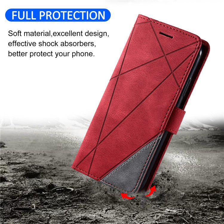 Leather Case for Xiaomi Poco C75 4G / Redmi 14R 5G / 14C 4G Splicing Wallet Phone Cover - Red