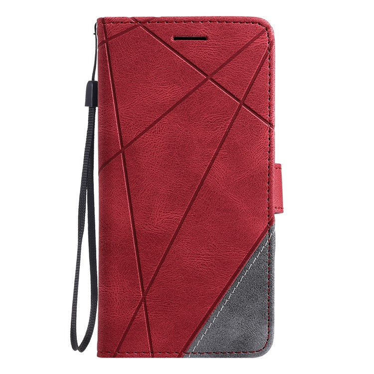 Leather Case for Xiaomi Poco C75 4G / Redmi 14R 5G / 14C 4G Splicing Wallet Phone Cover - Red