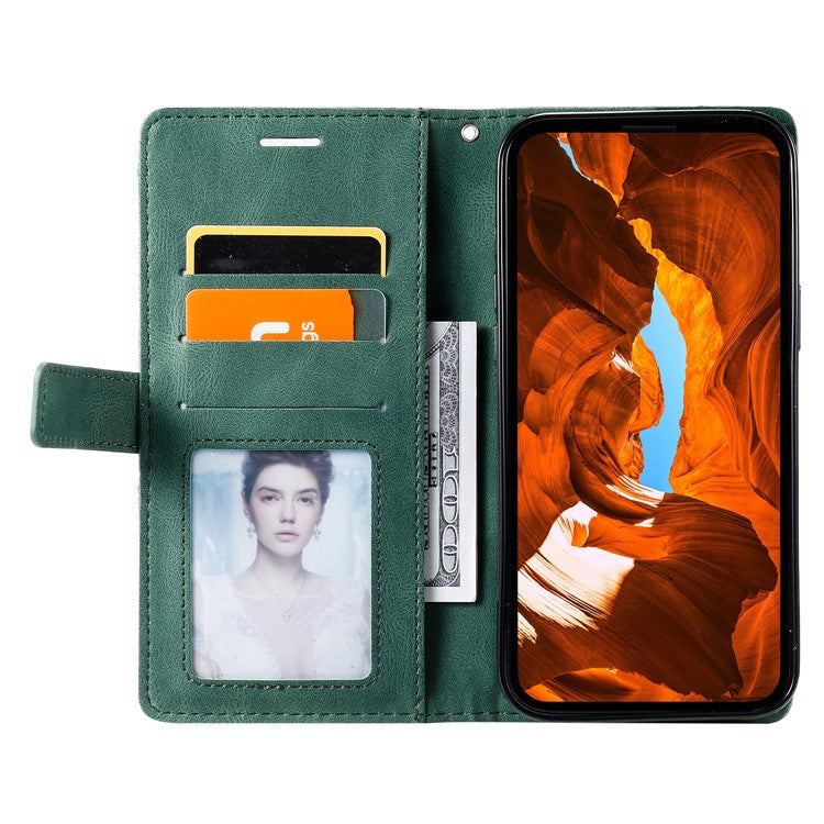 Leather Case for Xiaomi Poco C75 4G / Redmi 14R 5G / 14C 4G Splicing Wallet Phone Cover - Green