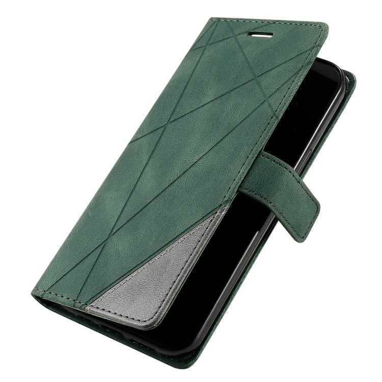 Leather Case for Xiaomi Poco C75 4G / Redmi 14R 5G / 14C 4G Splicing Wallet Phone Cover - Green