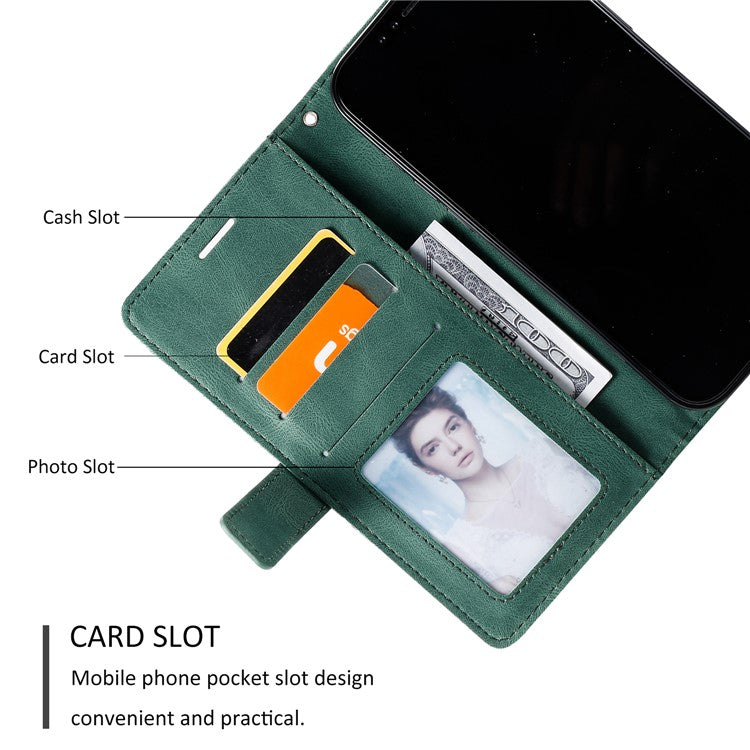 Leather Case for Xiaomi Poco C75 4G / Redmi 14R 5G / 14C 4G Splicing Wallet Phone Cover - Green