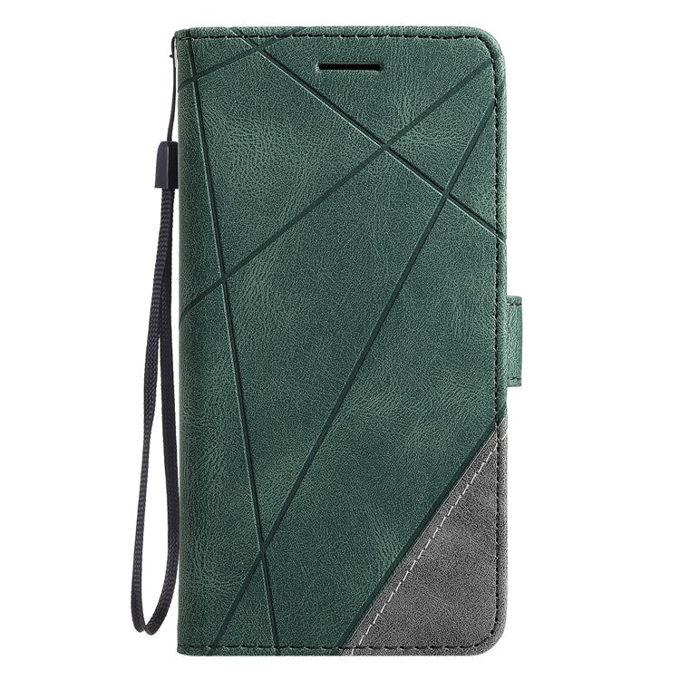 Leather Case for Xiaomi Poco C75 4G / Redmi 14R 5G / 14C 4G Splicing Wallet Phone Cover - Green