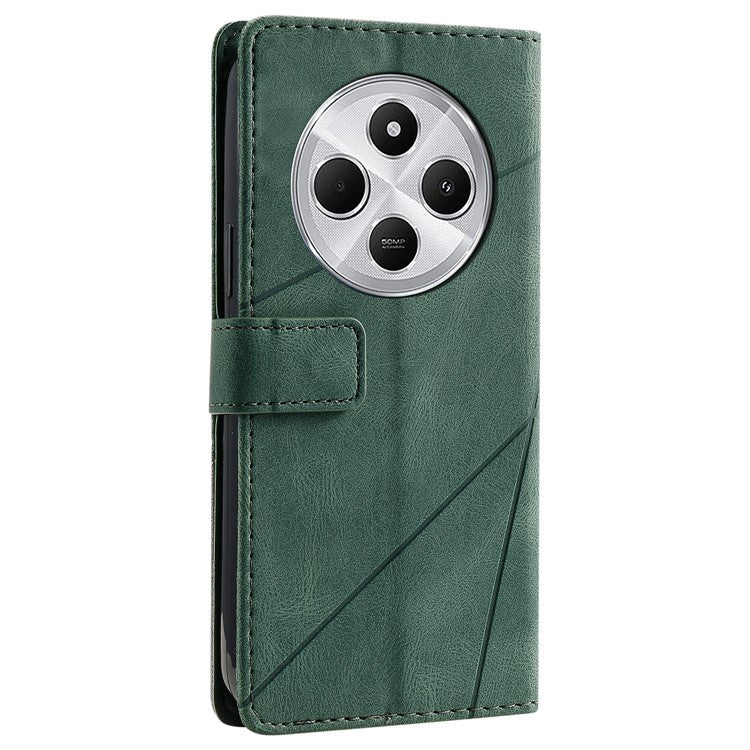 Leather Case for Xiaomi Poco C75 4G / Redmi 14R 5G / 14C 4G Splicing Wallet Phone Cover - Green