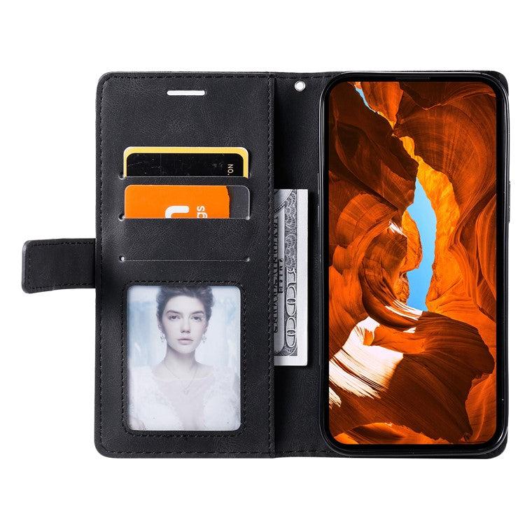 Leather Case for Xiaomi Poco C75 4G / Redmi 14R 5G / 14C 4G Splicing Wallet Phone Cover - Black