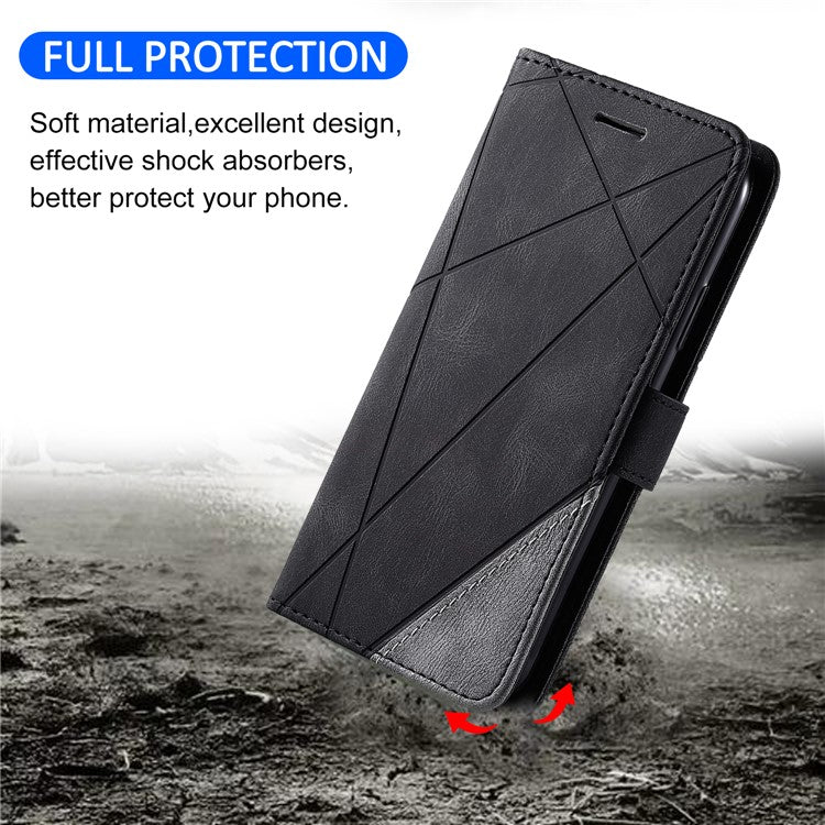 Leather Case for Xiaomi Poco C75 4G / Redmi 14R 5G / 14C 4G Splicing Wallet Phone Cover - Black