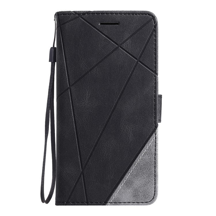 Leather Case for Xiaomi Poco C75 4G / Redmi 14R 5G / 14C 4G Splicing Wallet Phone Cover - Black