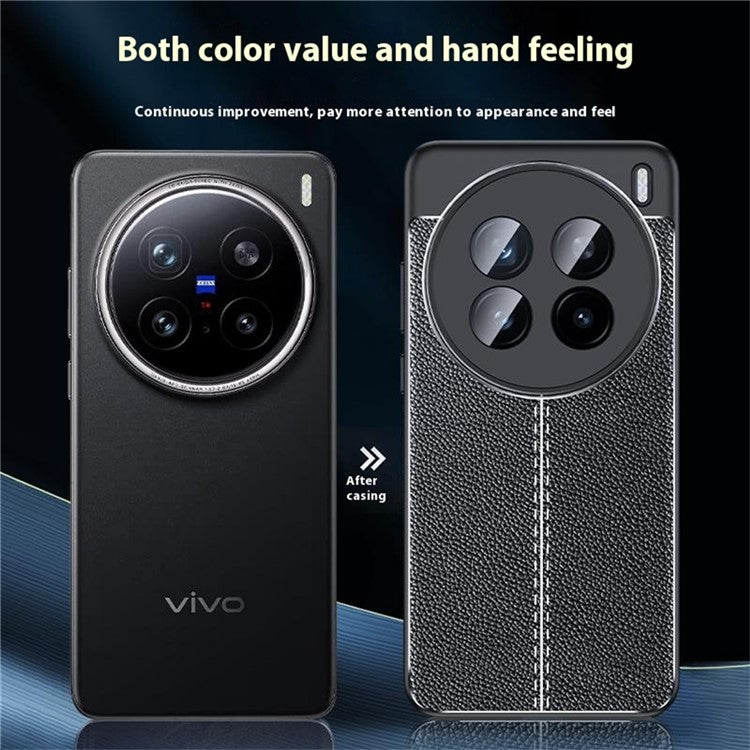 For vivo X200 Pro 5G Case Litchi Texture TPU Flexible Phone Cover, Black