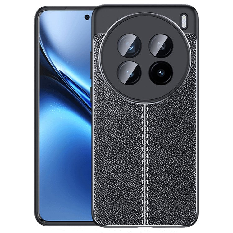 For vivo X200 Pro mini 5G Case Litchi Texture TPU Flexible Phone Cover, Black