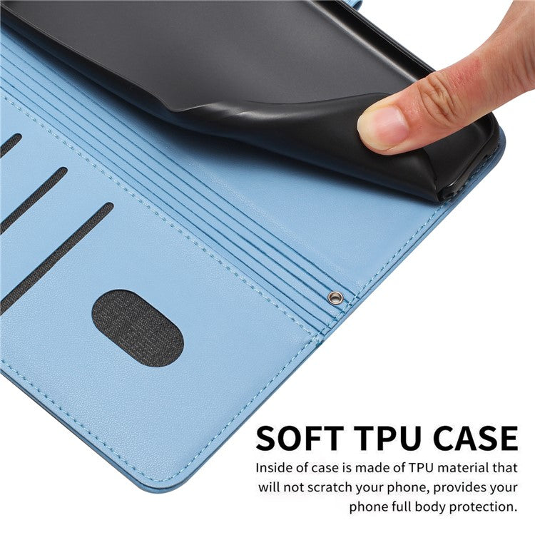 Phone Case For Xiaomi Redmi 14C 4G / 14R 5G / Poco C75 4G with Strap Cats Imprint Leather Wallet Phone Cover - Blue