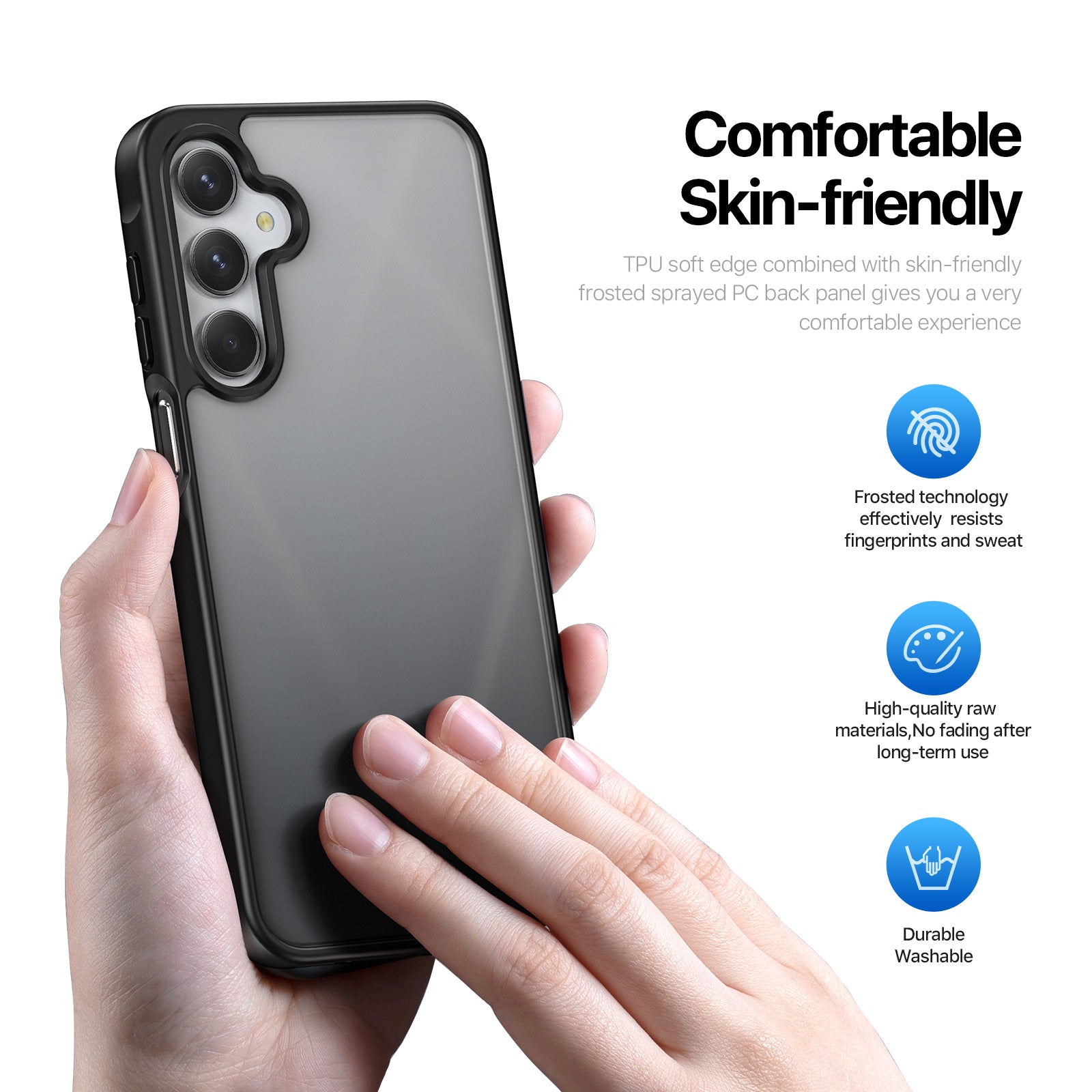 For Samsung Galaxy A16 4G / Galaxy A16 5G Case DUX DUCIS Yind Series TPU+PC Matte Anti-fingerprint Phone Back Cover - Black