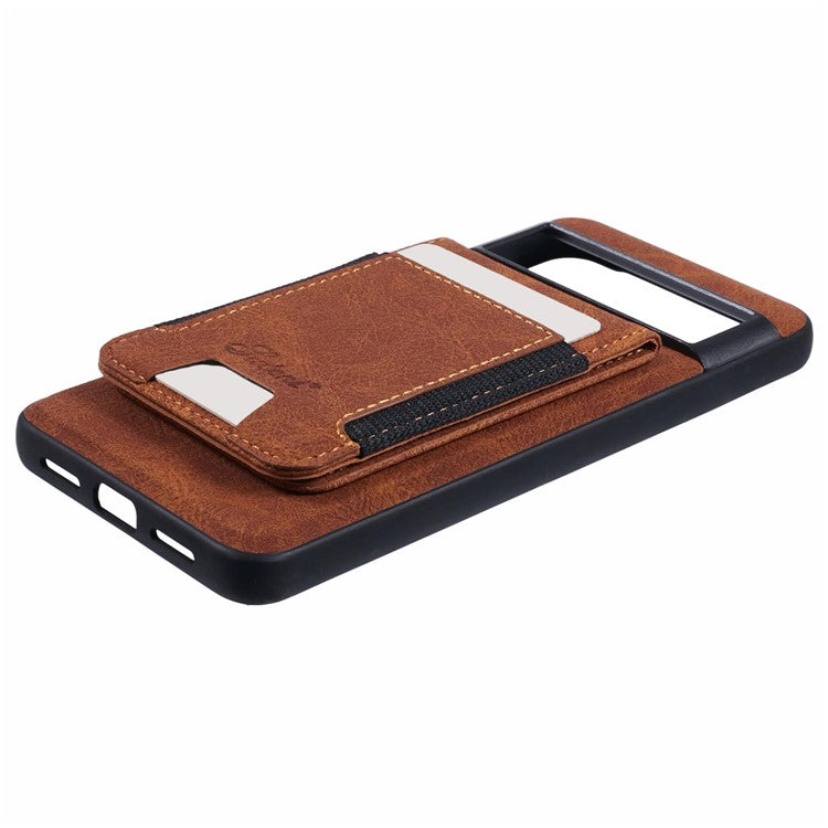 SUTENI H17 For Google Pixel 8 Pro Case Compatible with MagSafe Card Slots PU+TPU Kickstand Phone Cover - Khaki