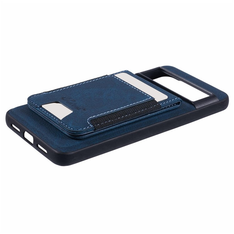 SUTENI H17 For Google Pixel 8 Pro Case Compatible with MagSafe Card Slots PU+TPU Kickstand Phone Cover - Blue