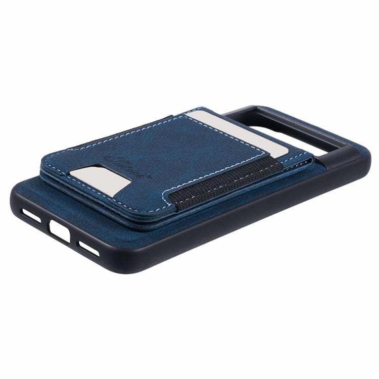 SUTENI H17 For Google Pixel 8 Case Compatible with MagSafe Card Slots PU+TPU Kickstand Phone Cover - Blue