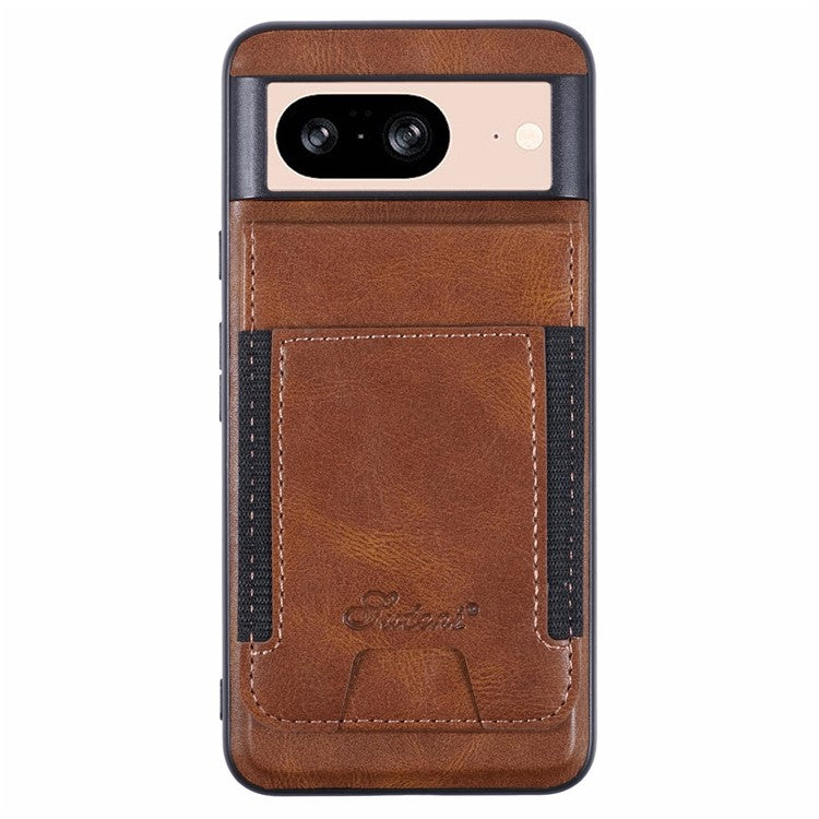 SUTENI H17 For Google Pixel 8 Case Compatible with MagSafe Card Holder Kickstand Phone Cover - Brown