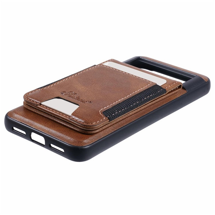 SUTENI H17 For Google Pixel 8 Case Compatible with MagSafe Card Holder Kickstand Phone Cover - Brown