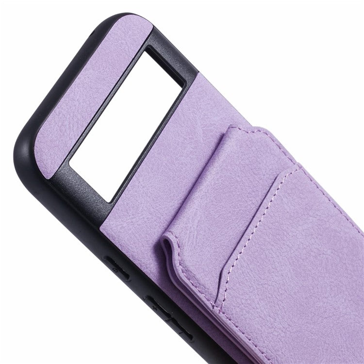 SUTENI H02 For Google Pixel 8a Case Card Slots Kickstand Litchi Texture Leather+TPU Cover - Purple