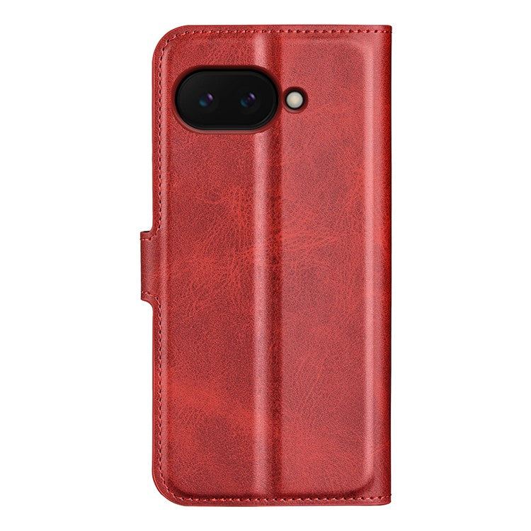 For Google Pixel 9a Stand Case Anti-Scratch Calf Texture Leather Phone Cover - Red