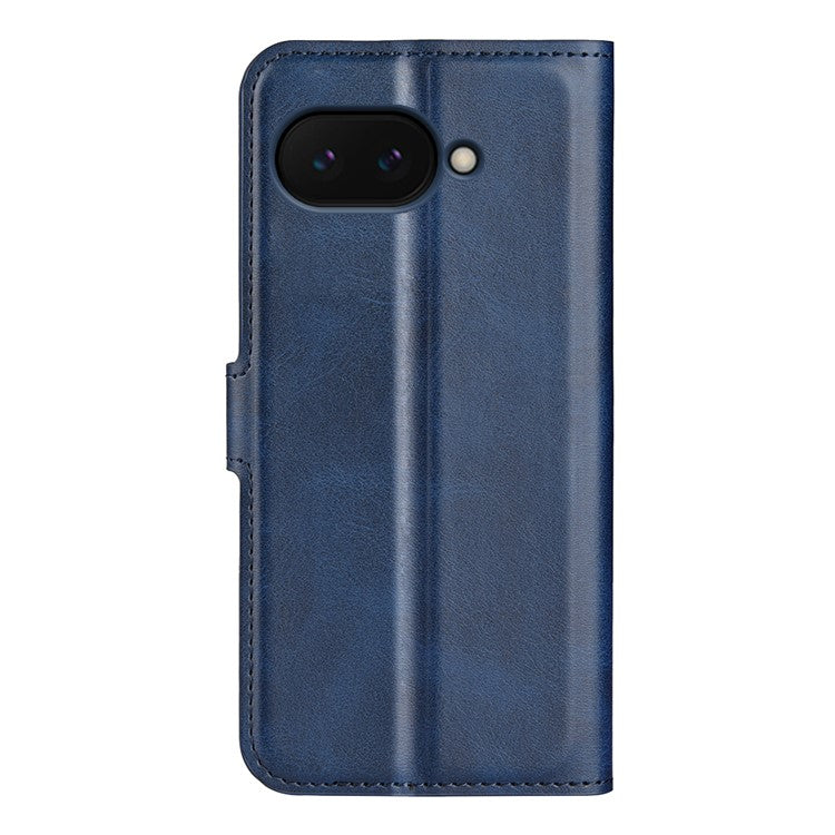 For Google Pixel 9a Stand Case Anti-Scratch Calf Texture Leather Phone Cover - Blue