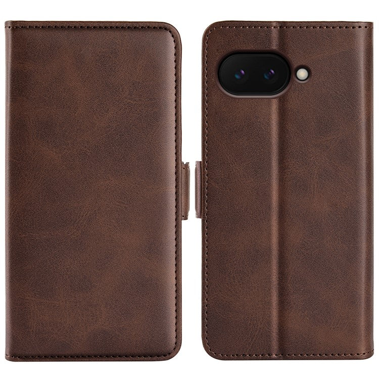 For Google Pixel 9a Stand Case Calf Texture Leather Wallet Phone Cover - Brown