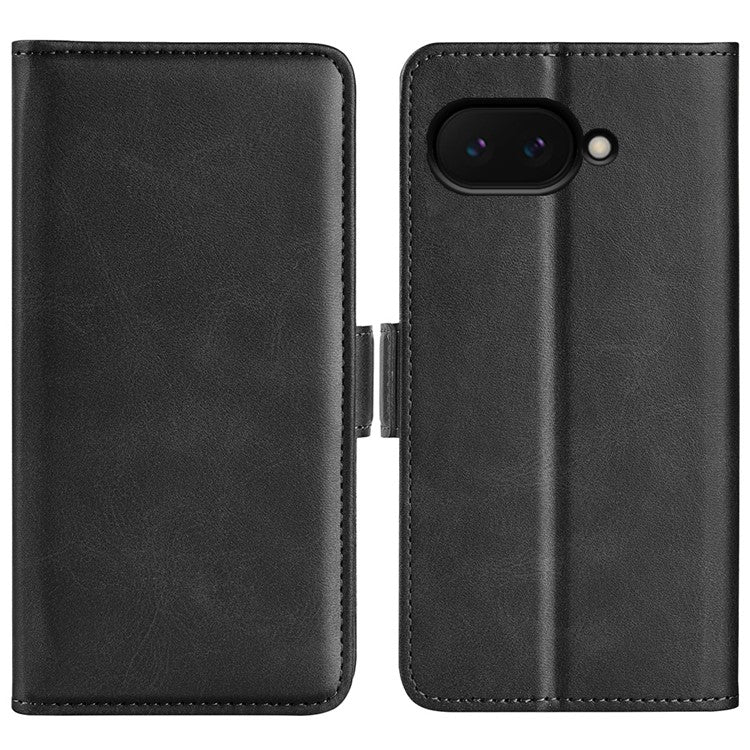 For Google Pixel 9a Stand Case Calf Texture Leather Wallet Phone Cover - Black