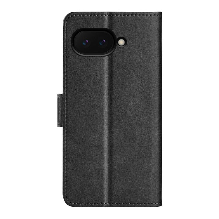 For Google Pixel 9a Stand Case Calf Texture Leather Wallet Phone Cover - Black