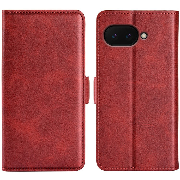 For Google Pixel 9a Stand Case Calf Texture Leather Wallet Phone Cover - Red