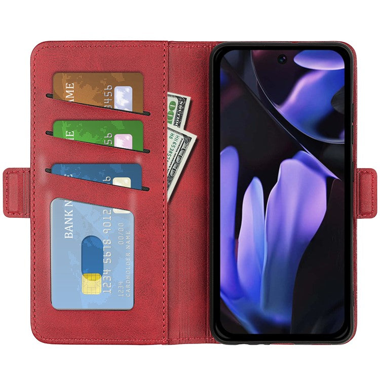 For Google Pixel 9a Stand Case Calf Texture Leather Wallet Phone Cover - Red