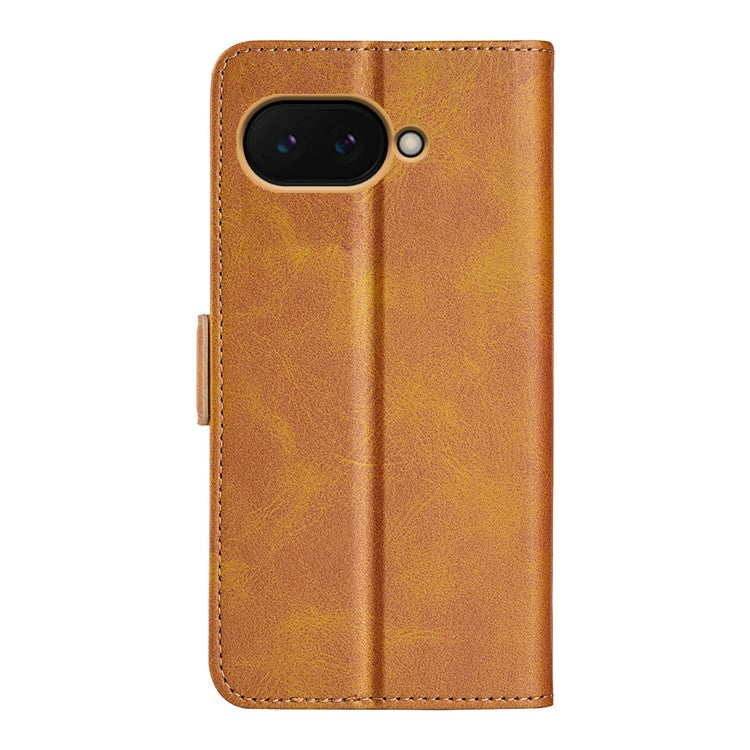 For Google Pixel 9a Stand Case Calf Texture Leather Wallet Phone Cover - Yellow