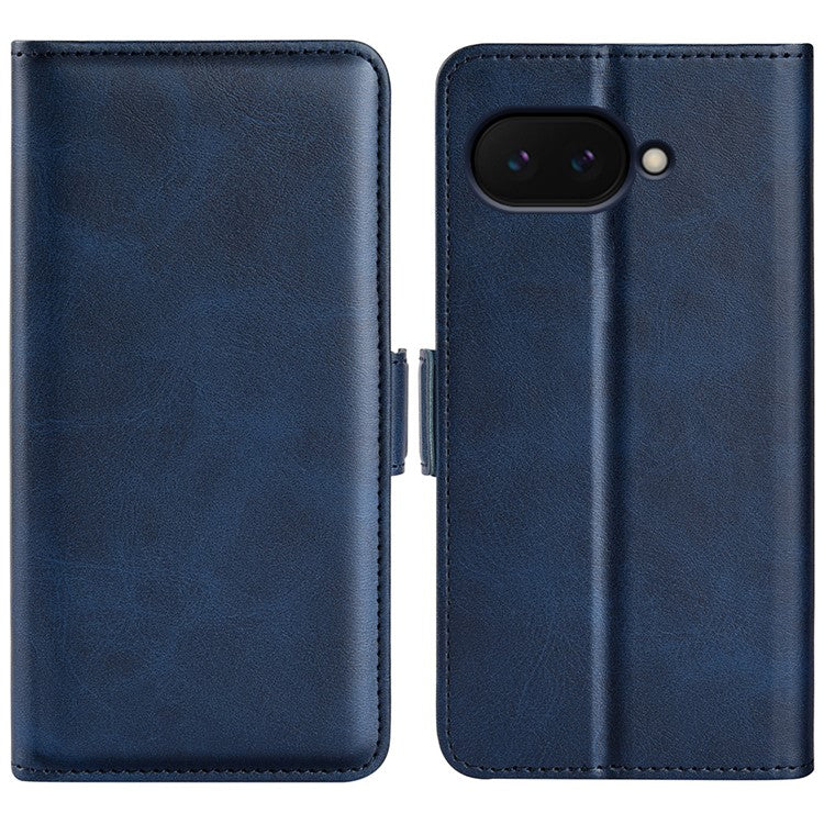 For Google Pixel 9a Stand Case Calf Texture Leather Wallet Phone Cover - Blue