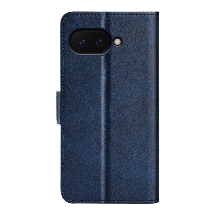 For Google Pixel 9a Stand Case Calf Texture Leather Wallet Phone Cover - Blue