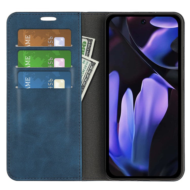 For Google Pixel 9a Case Skin-Touch Leather Wallet Phone Cover - Blue