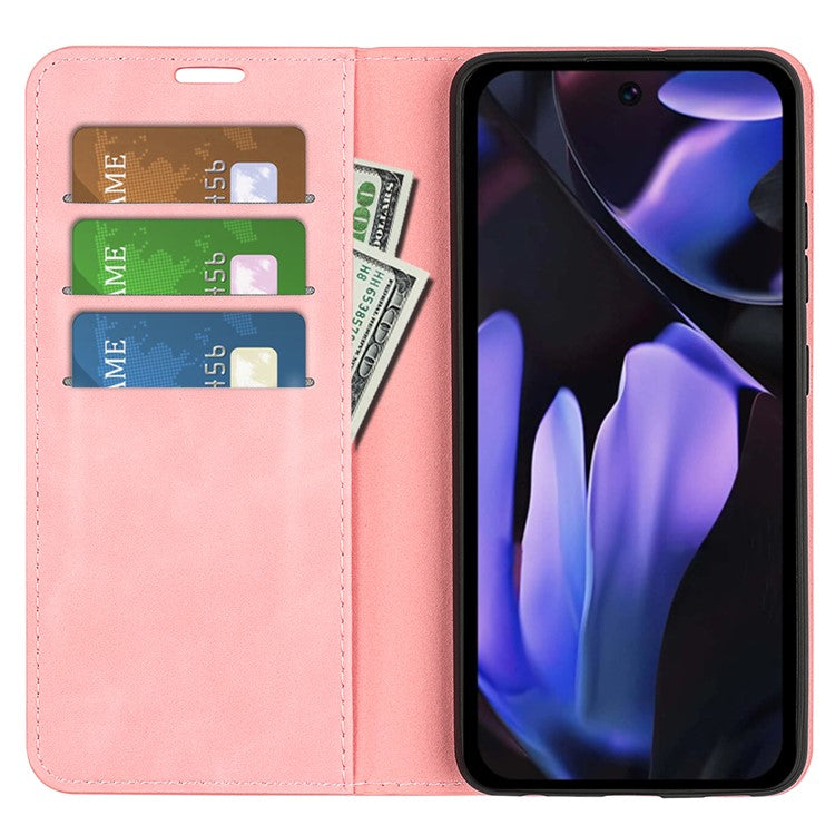 For Google Pixel 9a Case Skin-Touch Leather Wallet Phone Cover - Pink