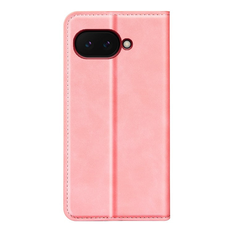 For Google Pixel 9a Case Skin-Touch Leather Wallet Phone Cover - Pink