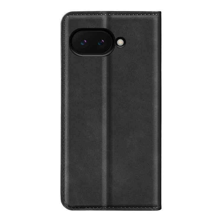 For Google Pixel 9a Case Skin-Touch Leather Wallet Phone Cover - Black