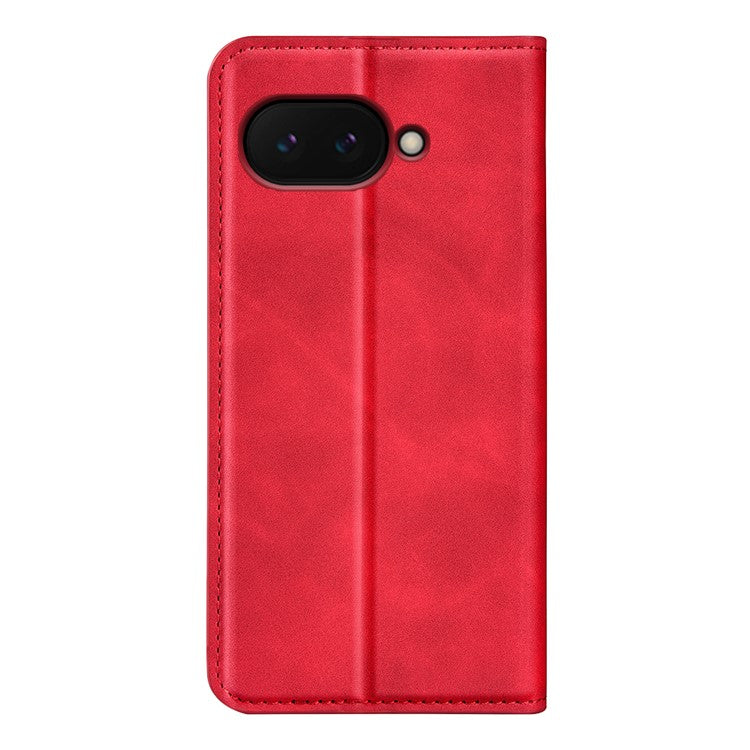 For Google Pixel 9a Case Skin-Touch Leather Wallet Phone Cover - Red