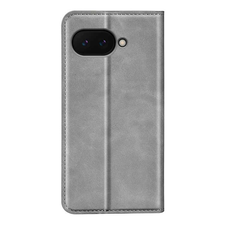 For Google Pixel 9a Case Skin-Touch Leather Wallet Phone Cover - Grey