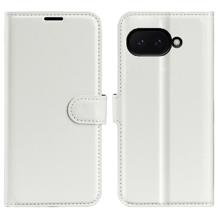 For Google Pixel 9a Case Litchi Texture Shockproof Leather Wallet Phone Cover - White