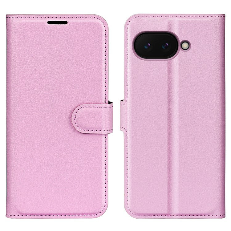 For Google Pixel 9a Case Litchi Texture Shockproof Leather Wallet Phone Cover - Pink