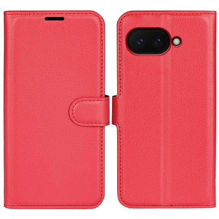 For Google Pixel 9a Case Litchi Texture Shockproof Leather Wallet Phone Cover - Red