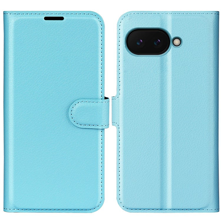 For Google Pixel 9a Case Litchi Texture Shockproof Leather Wallet Phone Cover - Blue