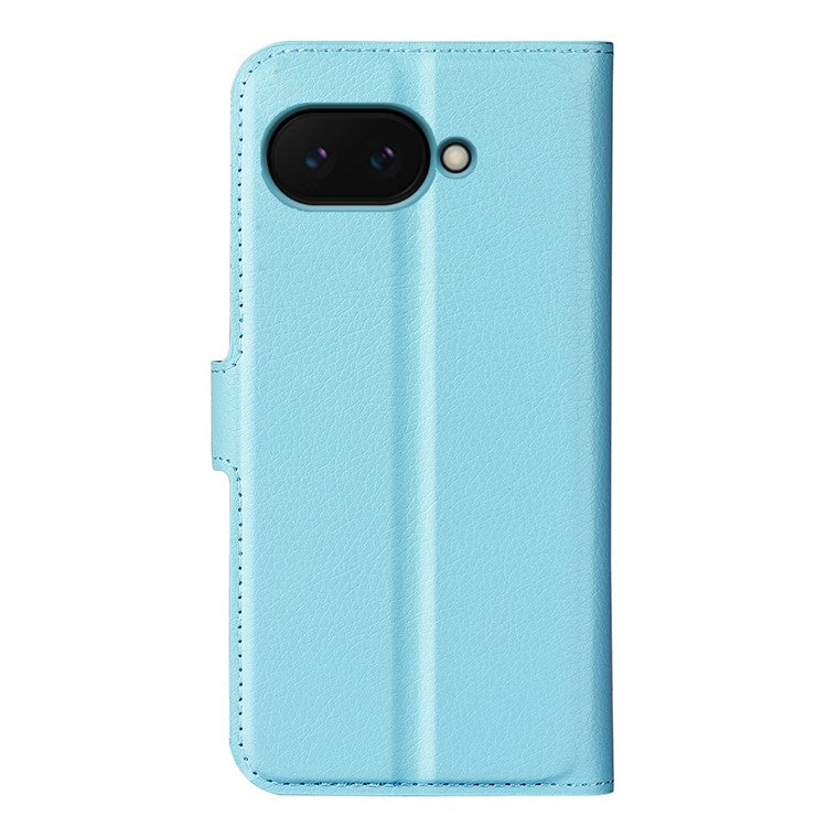 For Google Pixel 9a Case Litchi Texture Shockproof Leather Wallet Phone Cover - Blue