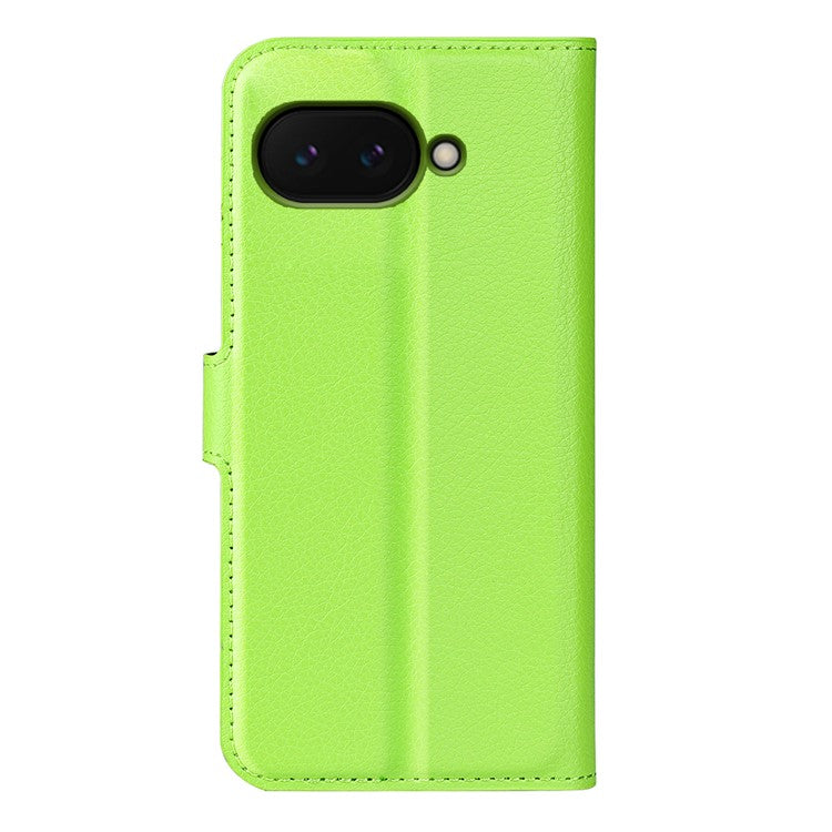 For Google Pixel 9a Case Litchi Texture Shockproof Leather Wallet Phone Cover - Green